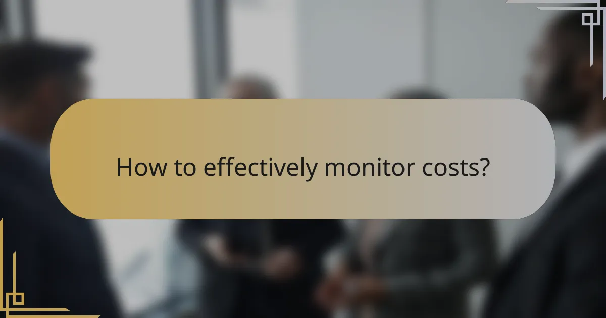 How to effectively monitor costs?